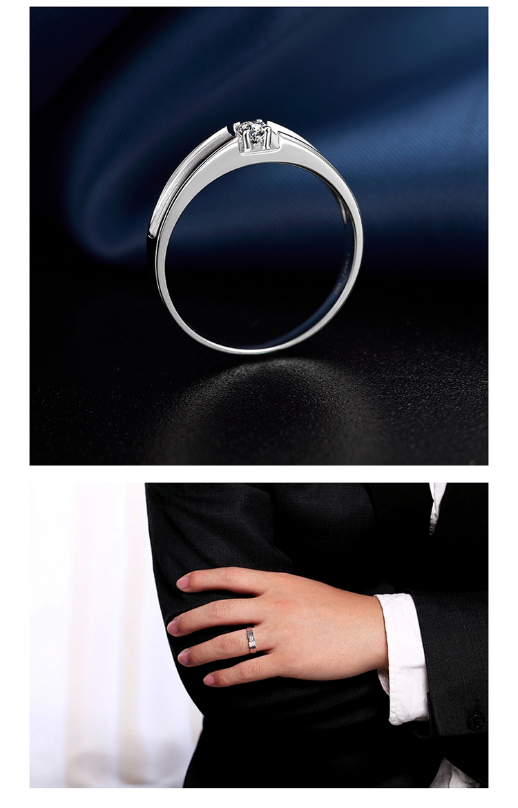 cn/珂兰 18k金钻石男士钻戒结婚戒指裸钻 男戒睿智 klrm026355