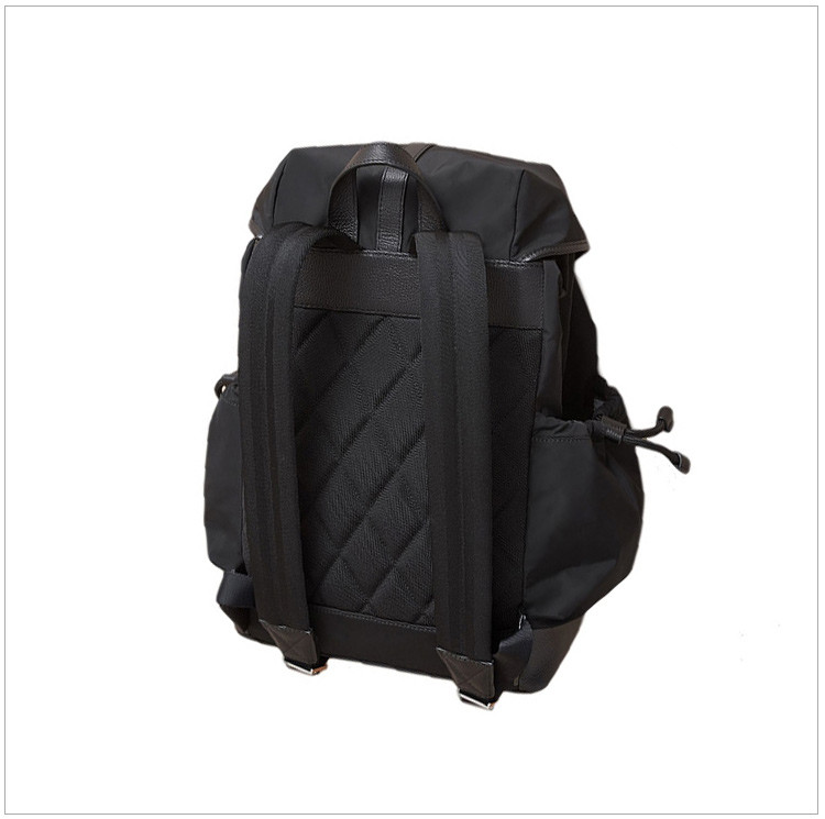 burberry 巴宝莉 男士皮革装饰时尚休闲双肩包黑色