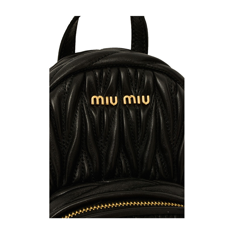 miumiu/缪缪 女士褶皱 logo金属标志 双肩包 5bh039