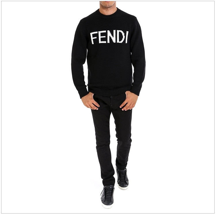 fendi/芬迪 男裝 服裝 羊毛fendi標識時尚毛衣針織衣 男士毛衣