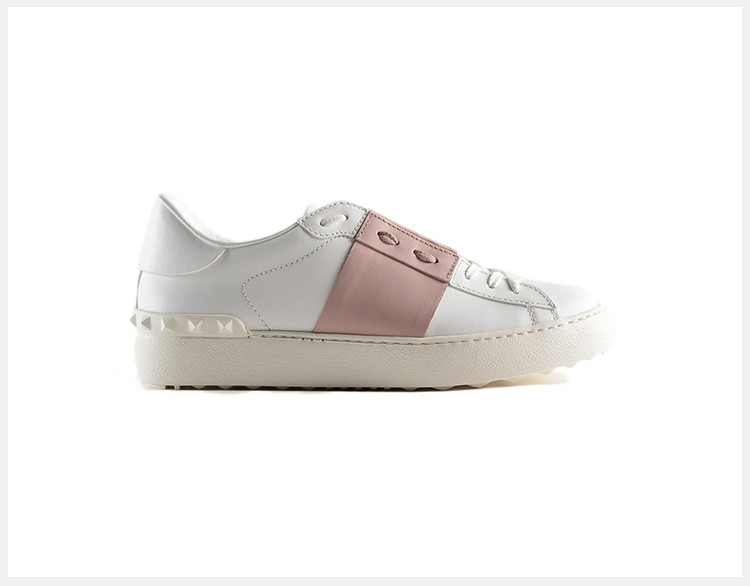 华伦天奴 【19春夏新款】女士小牛皮白色低帮板鞋休闲运动鞋小白鞋