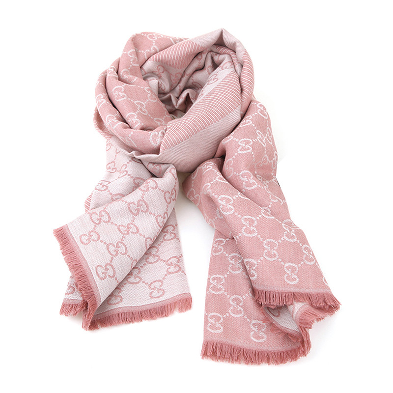 【国内现货】gucci/古驰 男士女士通用流苏双g印花羊毛围巾133483