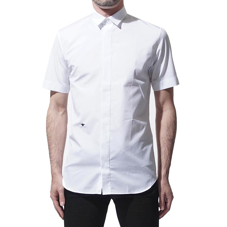 dior/迪奥 2018年春夏新品 男士棉质短袖衬衫蜜蜂刺绣白色衬衫 733c5