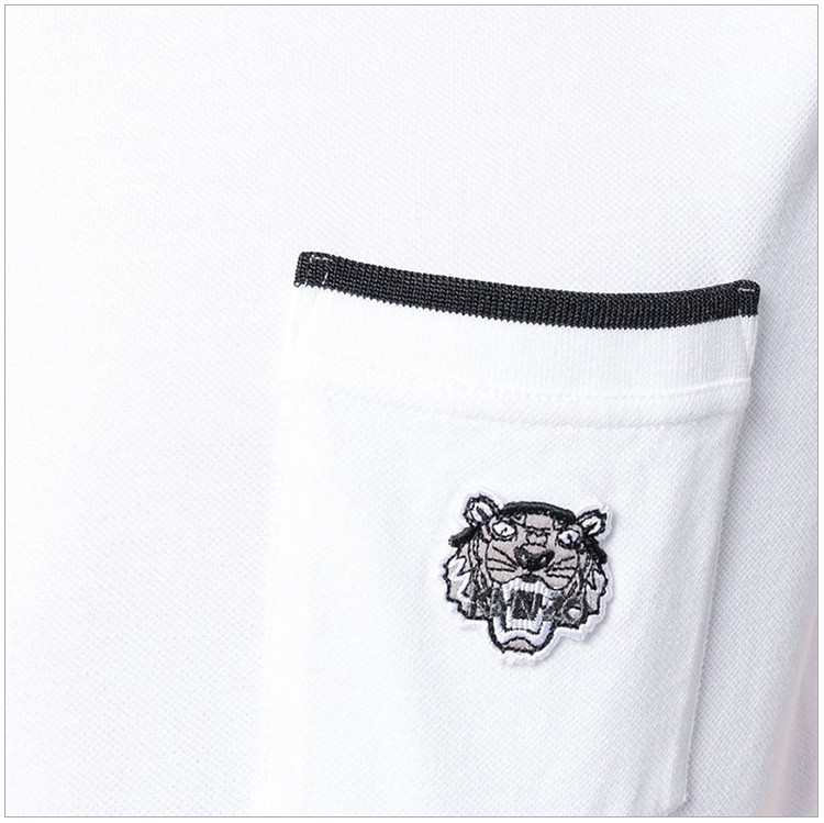 kenzo/高田贤三 男士白色纯棉虎头刺绣时尚休闲短袖t恤
