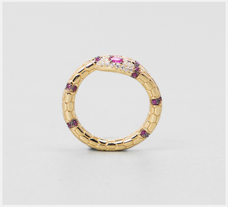 apm monaco(apm monaco) 金色925银镶水钻蛇形戒指 53