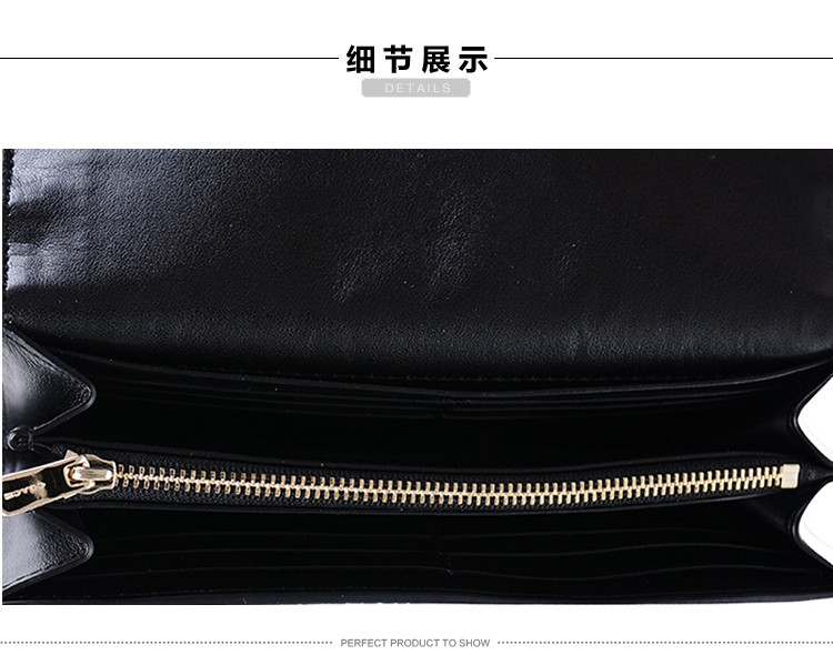 coach/蔻驰 女士黑色牛皮长款翻盖暗扣钱包 54062-liblk-034#180615