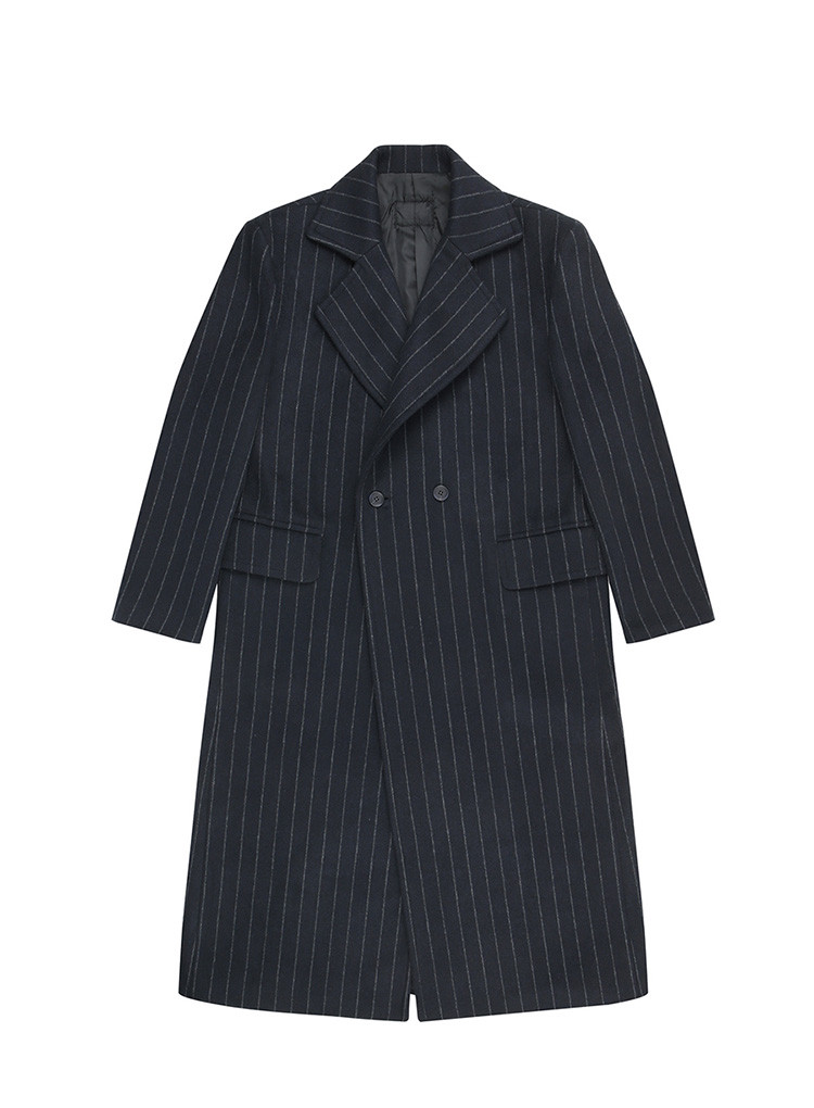 13month/13month stripe over double系列深蓝色大衣