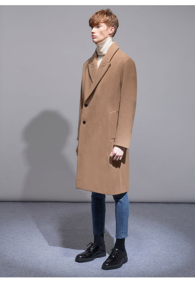 zplish/zplish peaked wool系列羊毛米色男士大衣