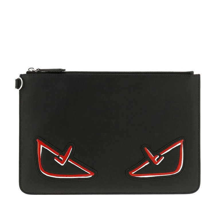 fendi/芬迪 小恶魔系列黑色皮质手拿包 7n0078a72kf0p0n