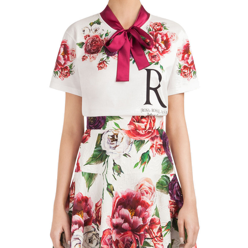 【包税】dolce&gabbana/杜嘉班纳【18春夏】新款女士白色印花图案领口