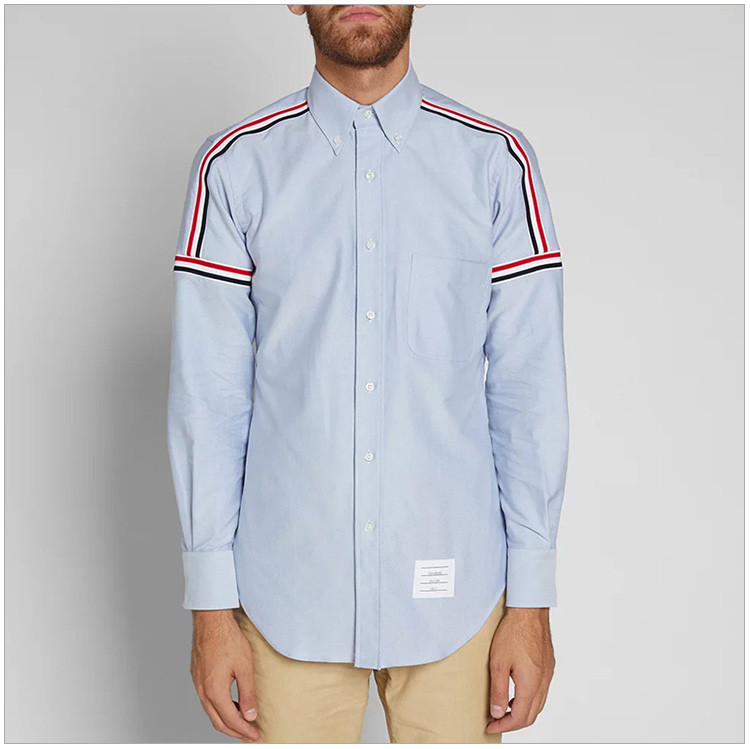 thom browne/thom browne 18秋冬服装 男士浅蓝色纯棉牛津布时尚休闲