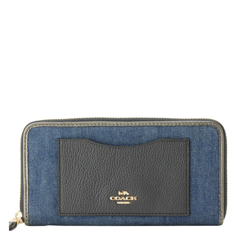 coach/蔻驰 女士深蓝色金属拉链时尚休闲钱包 f26232imdei