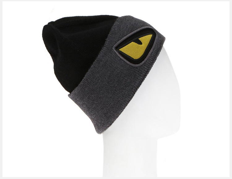 【包税】fendi/芬迪 女士黑色羊毛小怪兽针织帽子黑色/黄色 m