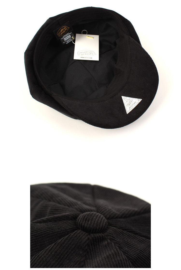 unchemistry/unchemistry corduroy black newsboy系列黑色贝雷帽