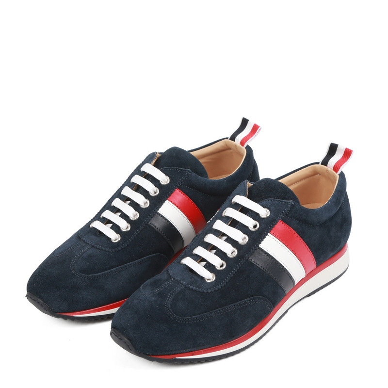 thom browne/汤姆.布朗 男士深蓝色绒面彩色条纹休闲运动鞋 mfd089b
