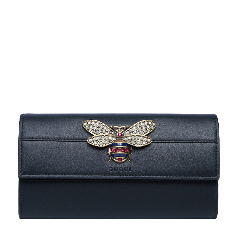 gucci/古驰 女士黑色皮质蜜蜂图案手拿包 476064-0gubt-8230-146#18