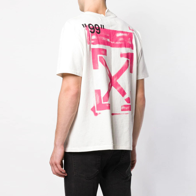 off-white/off-white 19春夏男士服装新款 白色logo印花后背箭头短袖