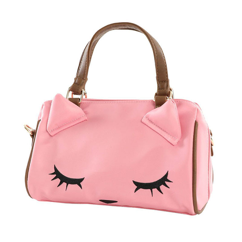 poohchan 闭眼猫斜挎手提包 – 粉红色