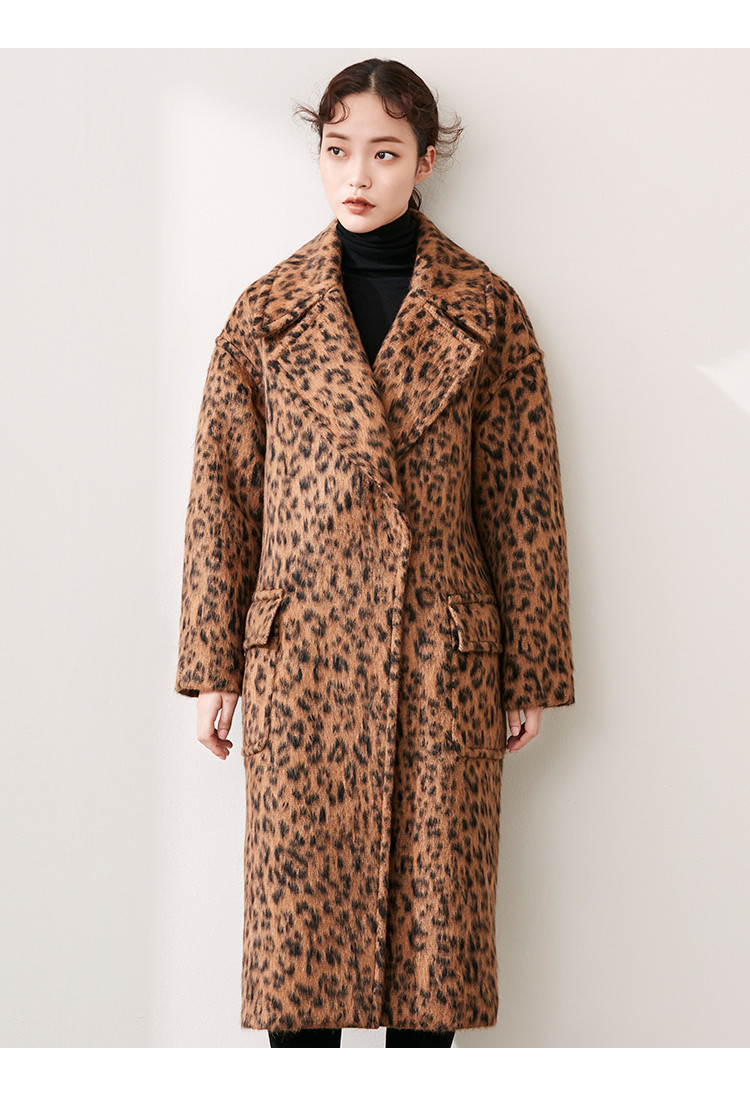 avouavou 女士豹纹羊毛大衣