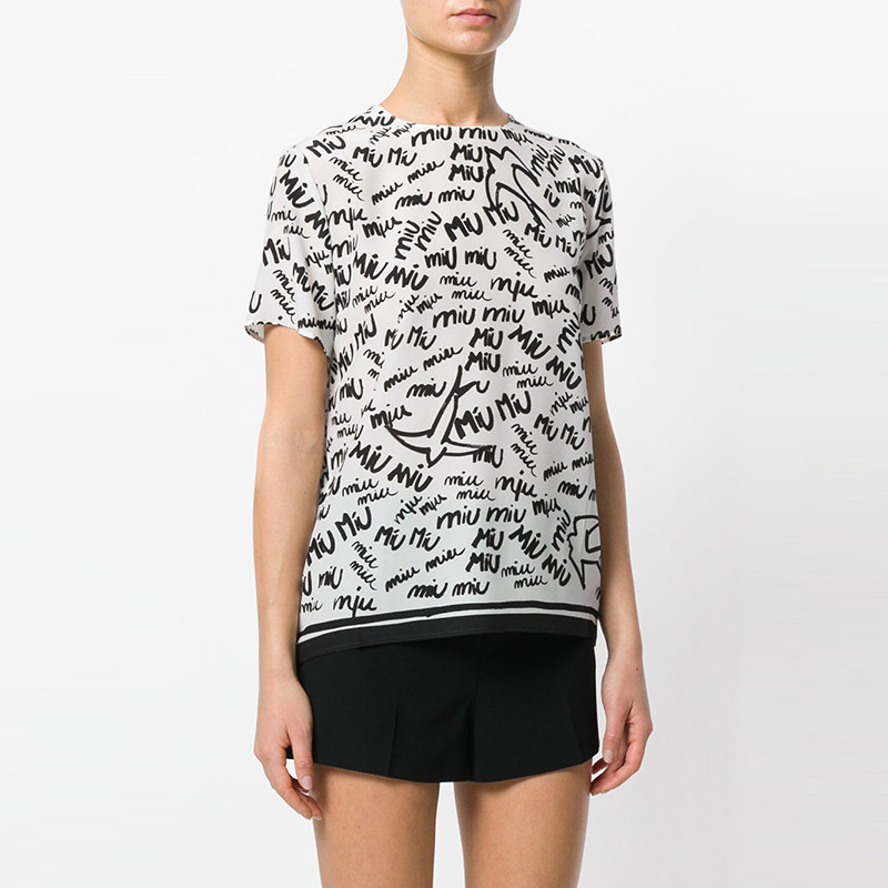miumiu/缪缪 海鸥音符白色短袖 mt1345 1qa8 f0964