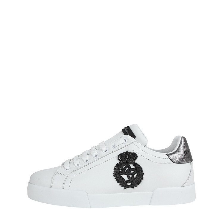 dolce&gabbana/杜嘉班纳 男士牛皮系带圆头皇冠休闲运动鞋小白鞋板鞋