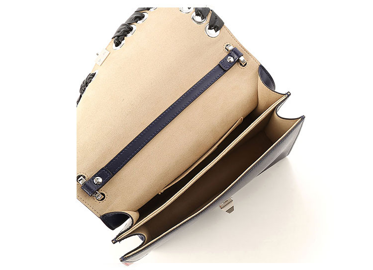 fendi/芬迪kani系列女士编织绑带手提单肩包藏蓝色藏蓝色藏蓝色