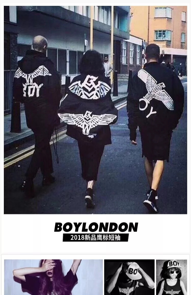 boy london/伦敦男孩 情侣款 圆领 白色 后背大鹰标印花 潮牌 休闲