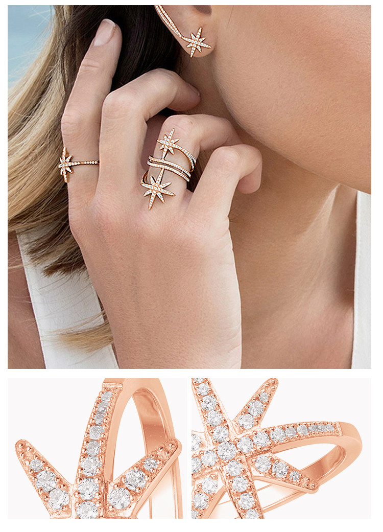 apm monaco/apm monaco 玫瑰金星星戒指/指环 r15734ox