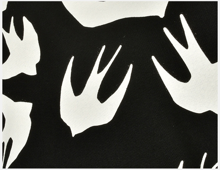 alexander mcqueen 亚历山大·麦昆 男士黑色纯棉燕子图案长袖休闲