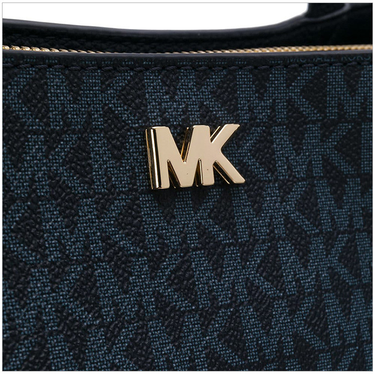 michael kors 迈克·科尔斯 女士蓝色皮革字母印花拼色大号手提包