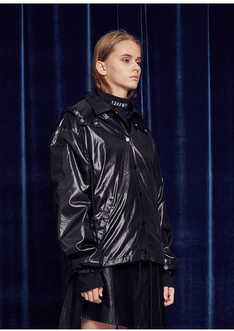 13month 男女同款黑色防雨绸外套冲锋衣