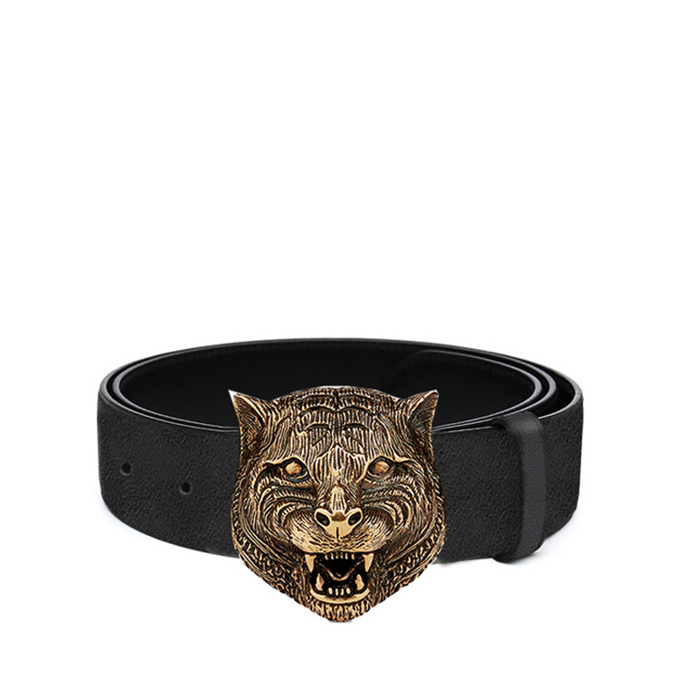 gucci/古驰 虎头扣黑色压花 腰带 407052 cve0t 1000