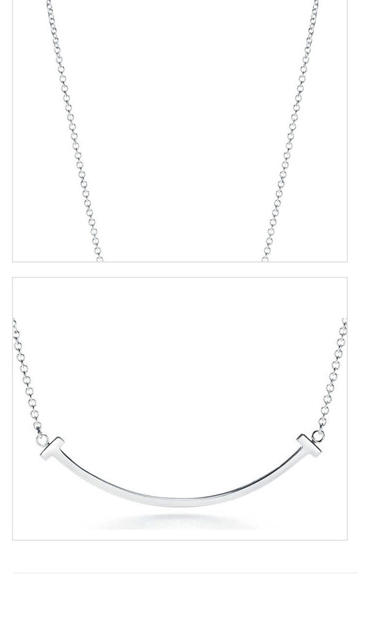 蒂芙尼 女士tiffany t纯银mini微笑形吊坠项链 grp09006