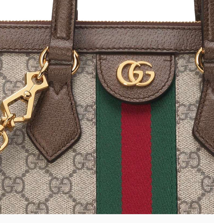 gucci 古馳 19春夏 ophidia系列 女士棕色帆布配皮雙g印花手提單肩包