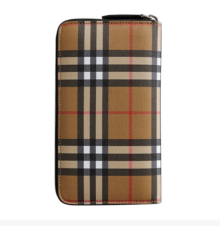 burberry/博柏利 男士褐色格纹长款拉链钱包钱夹手拿包 4074565