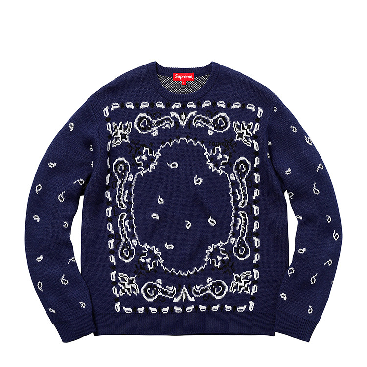 supreme 18ss bandana sweater 腰果花 毛衣 针织衫 长袖