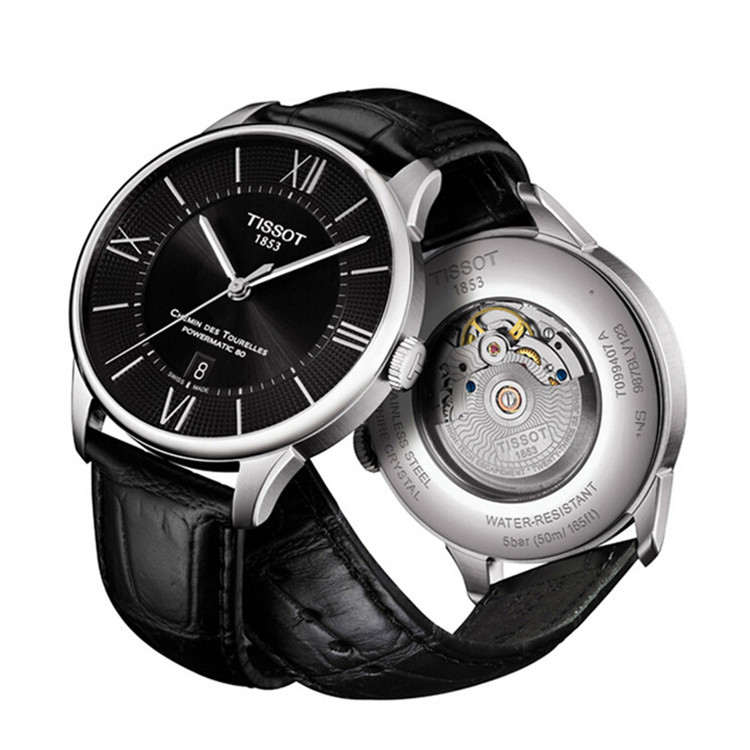 tissot/天梭 杜鲁尔系列皮质表带机械男士腕表 t099.407.16.058.00
