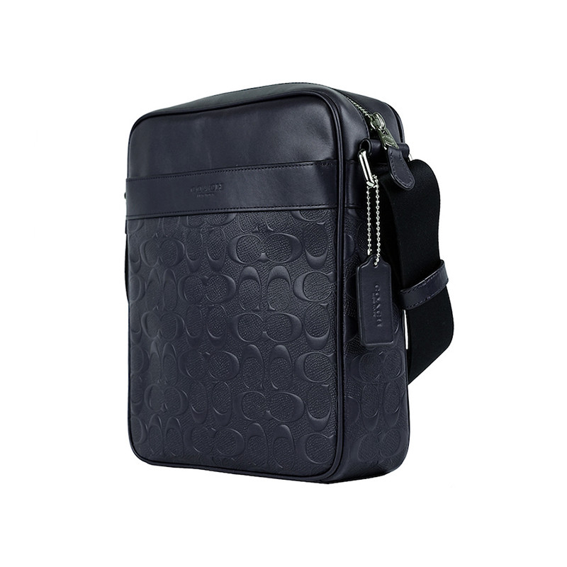 coach蔻驰 charles flight 牛皮方形男士单肩挎包 深蓝