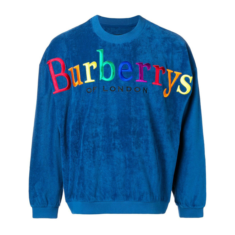 burberry/博柏利 彩标logo图案绒面蓝色男士卫衣#4549332蓝色系 m