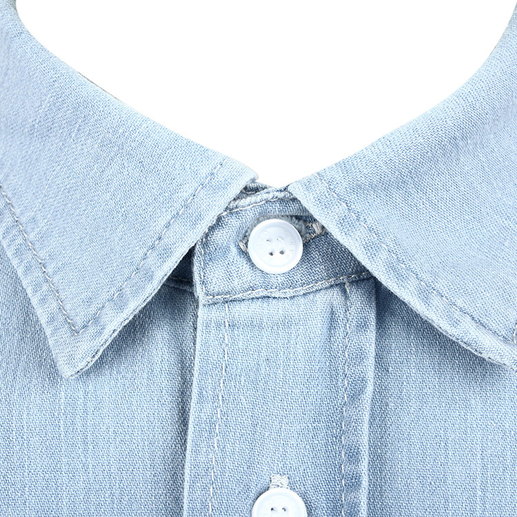 kenzo/高田贤三 男士贴纸长袖牛仔衬衫 170516浅蓝色 xl