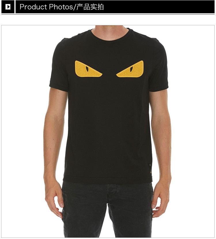 【fendi芬迪 男士短袖t恤】【包税】fendi/芬迪 男装 服装 黑色纯棉