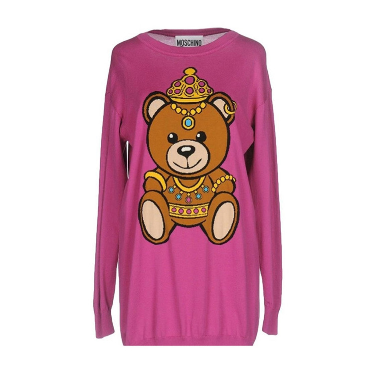 moschino/莫斯奇诺 萌熊&logo系列19秋冬女装女士纯棉加冕泰迪印花