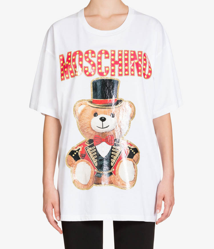 moschino/莫斯奇诺 超大号t恤衫 泰迪熊马戏团版亮片印花【现货】