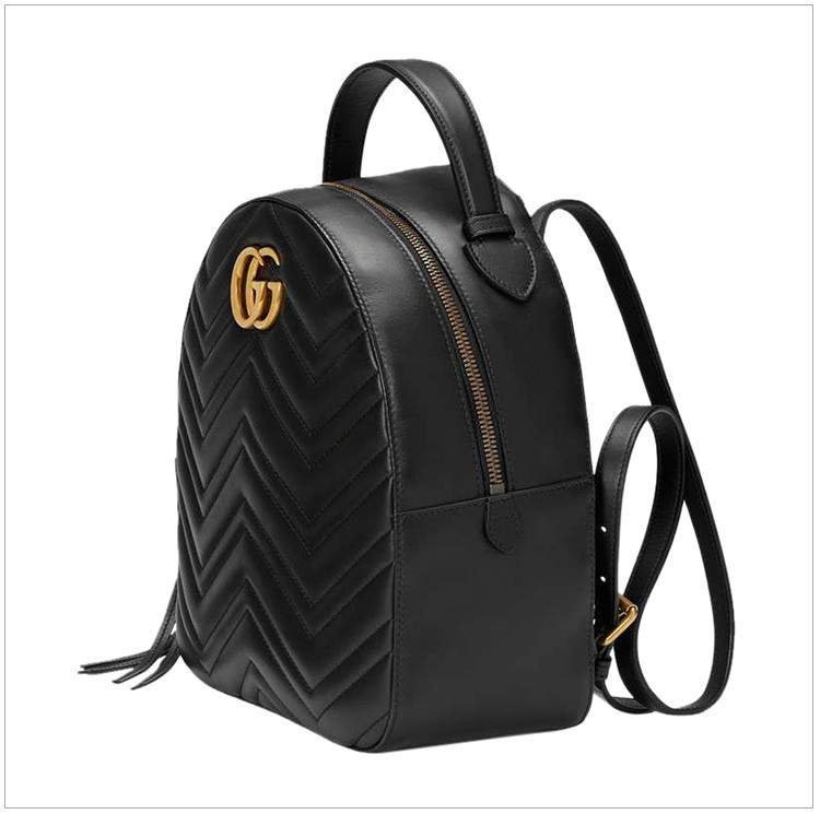 【包邮包税】gucci 古驰 女士黑色绗缝皮革gg双肩背包