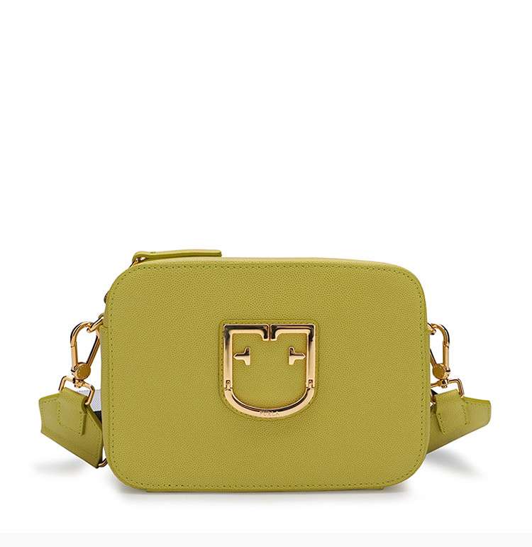 furla/芙拉 【19春夏新款】女士黄色brava 迷你纹理双色肩带单肩包斜