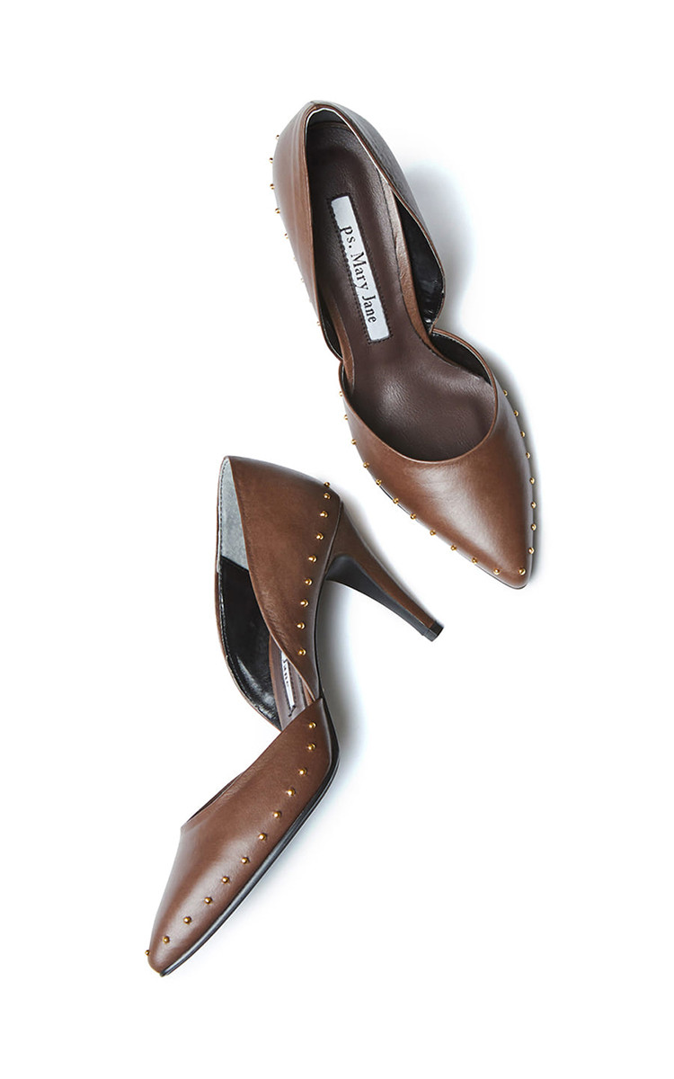 [18春夏新品]ps. mary jane 女士水牛皮棕色高跟鞋