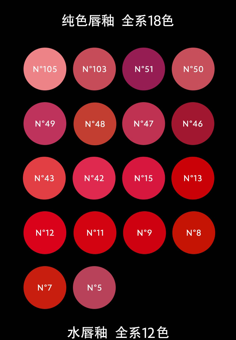 唇釉色号大全对照表图片