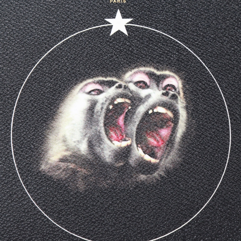 【包税】givenchy/纪梵希 男士黑色猴子头印花真皮手拿包 gvbk0