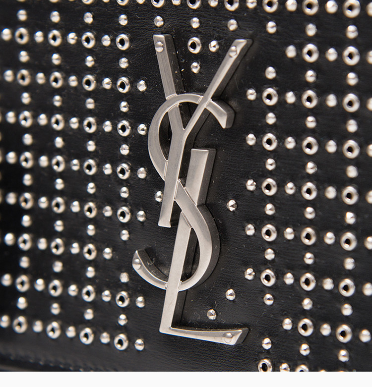 yves saint laurent/圣罗兰 19春夏 女士黑色牛皮金属logo链条包单肩