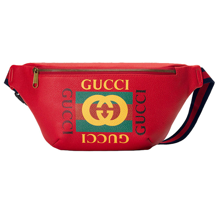 gucci/古驰 新款男士女士通用拉链红色皮革腰包 5304120gdct6463